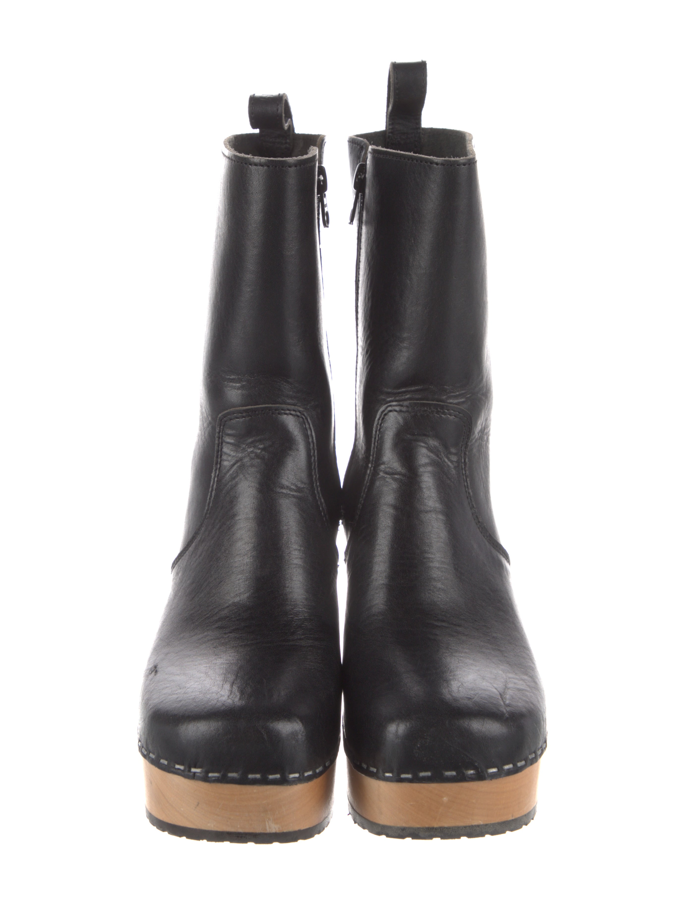 Swedish Hasbeens Leather Whipstitch Trim Rain Boots
